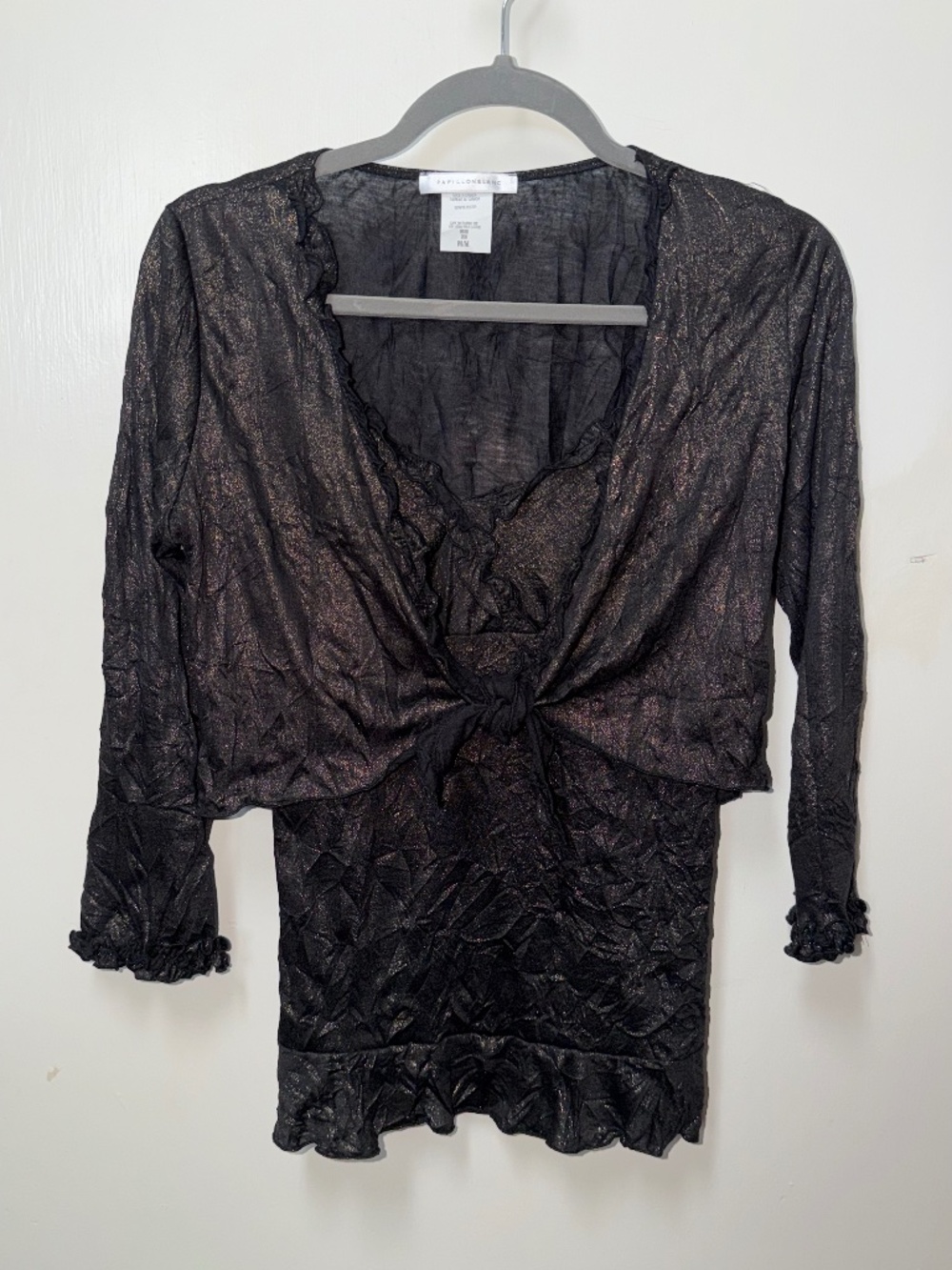 Vintage Y2K Papillon Blanc crinkled metallic tank with Cami